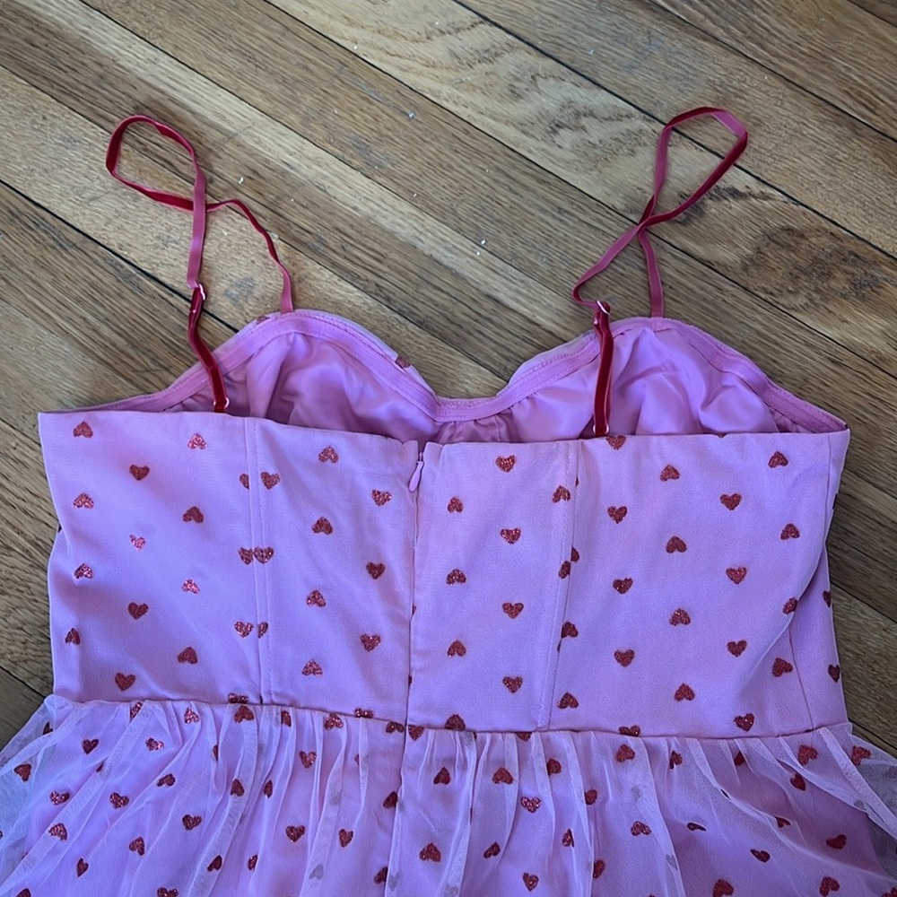 Betsy Johnson pink tulle dress w/ red sparkle hearts - NEW WITH TAGS - Picture 4 of 7
